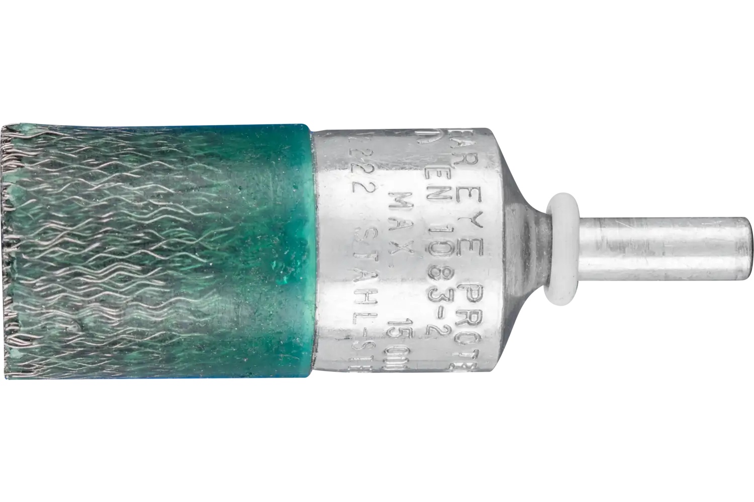 Picture of Pferd Encapsulated Crimped Wire End Brush 3/4" Dia. .010 Carbon Steel 1/4" Shank